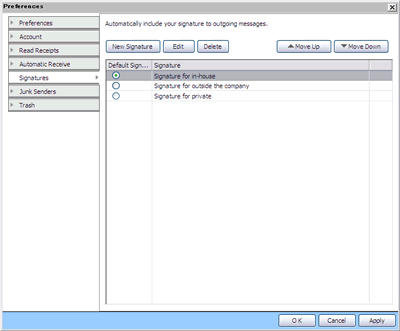 Signatures Window