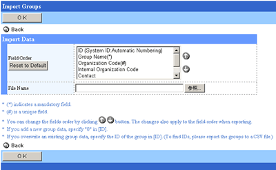 Import Groups Screen