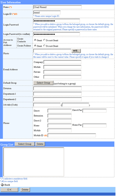 User Information