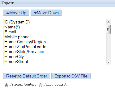 Export Screen