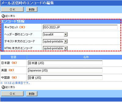 エンコードの情報