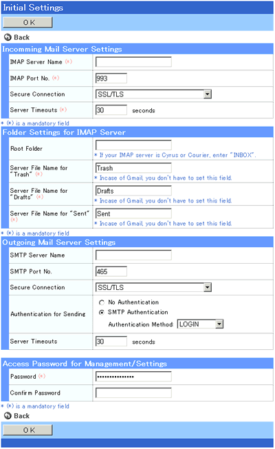 Initial Settings