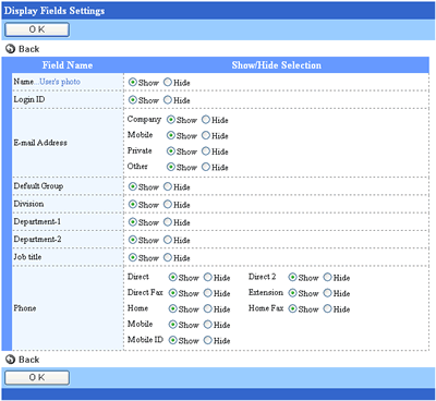 Display Fields Settings