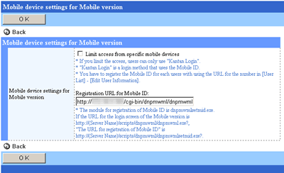 Mobile device settings for Mobile version